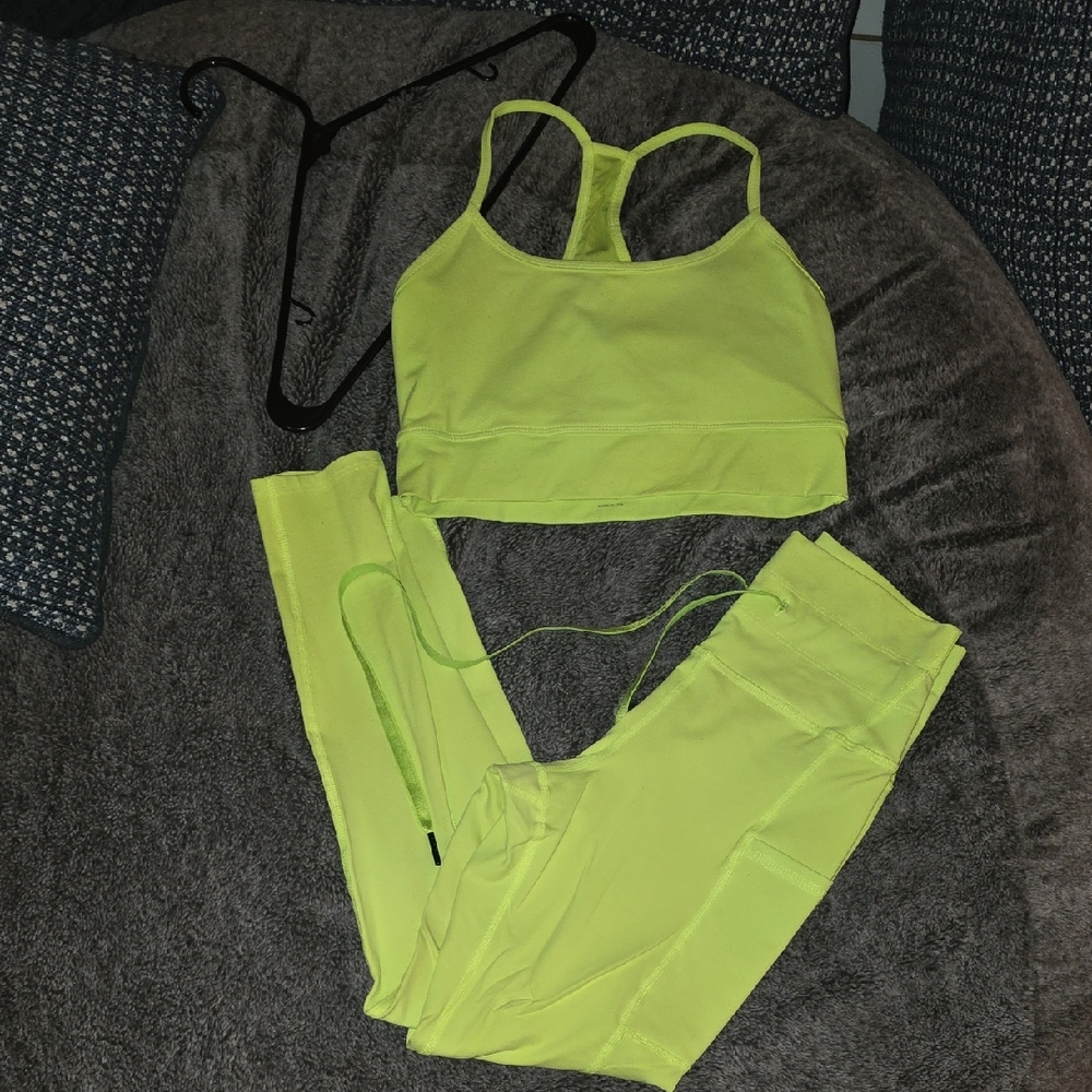 Electric And Rose Neon Green Athletic Set